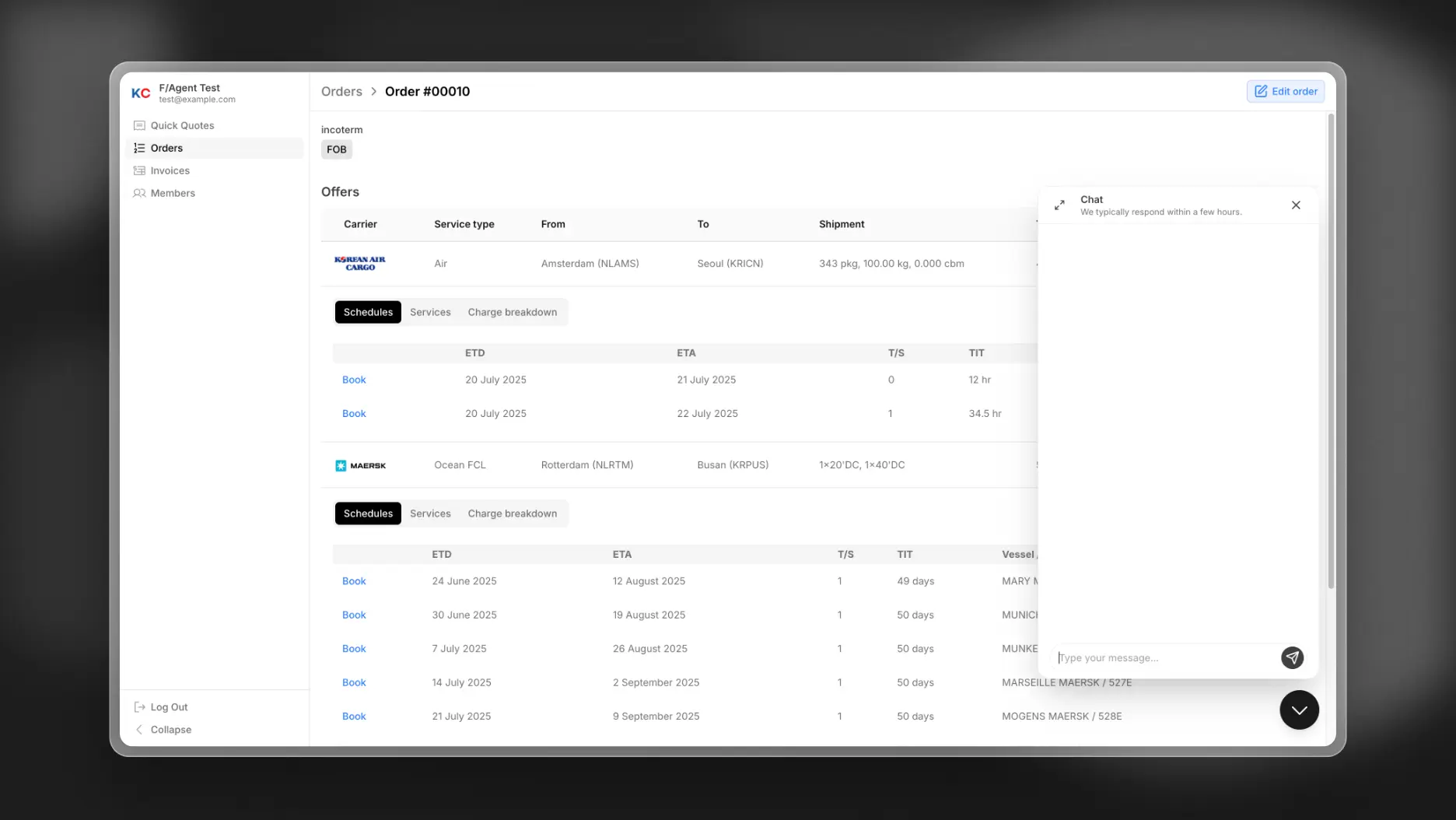 Intella Logistics Portal - Order Management