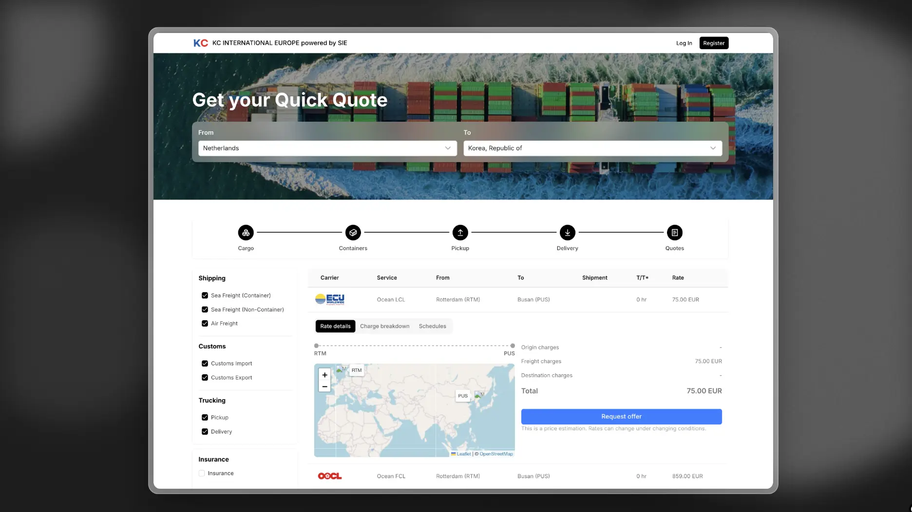 Intella Logistics Client Portal – A White-Label Customer Experience for Modern Freight Forwarders