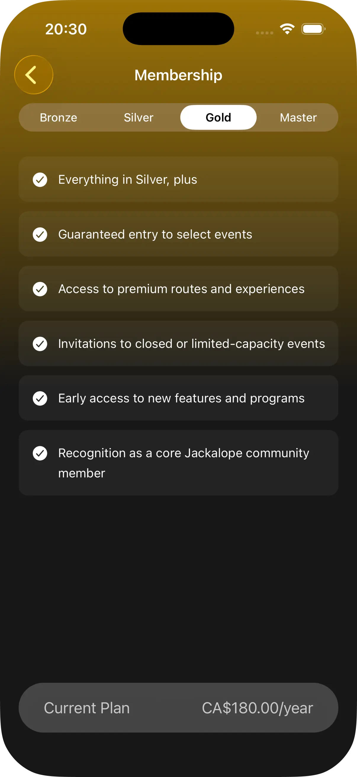 Jackalope Mobile App - Membership Tiers