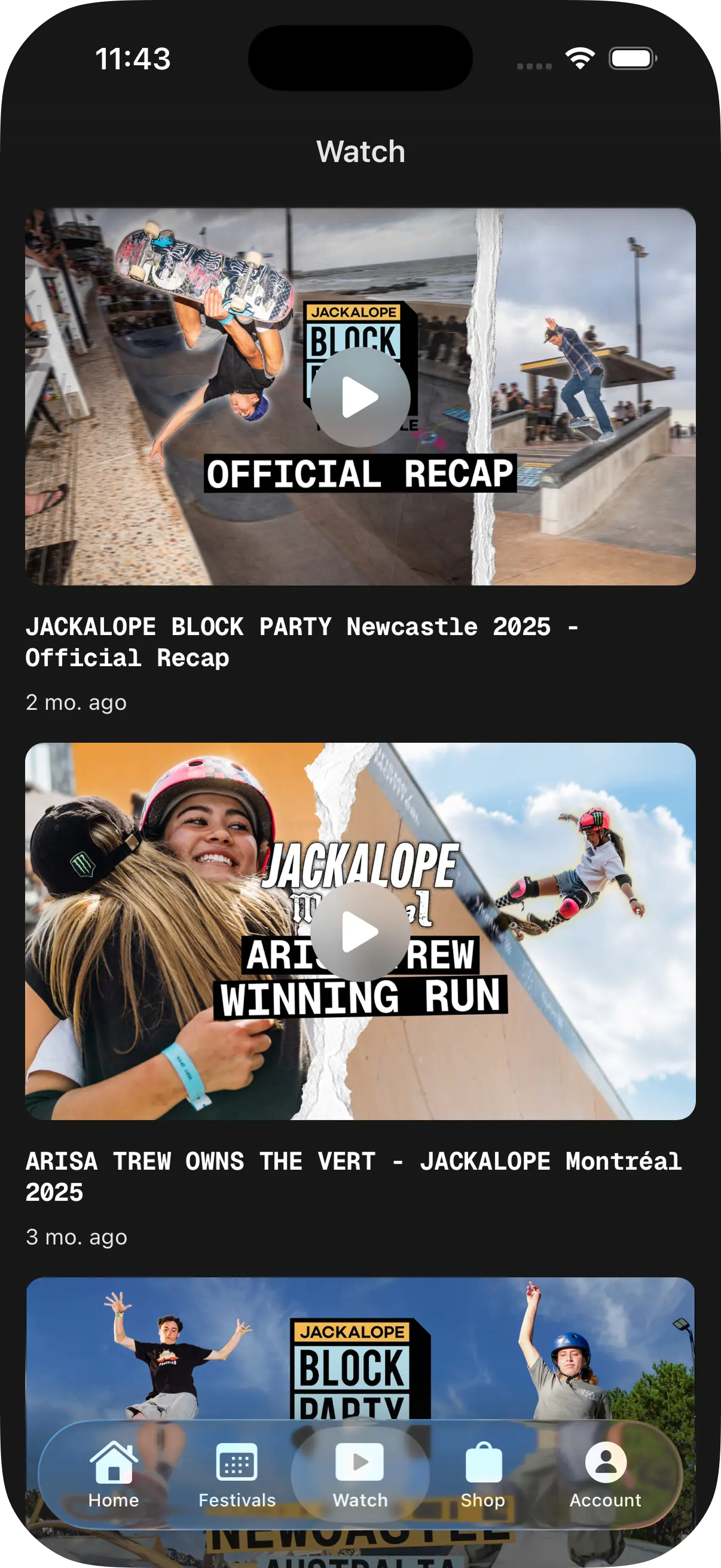 Jackalope Mobile App - Video Hub