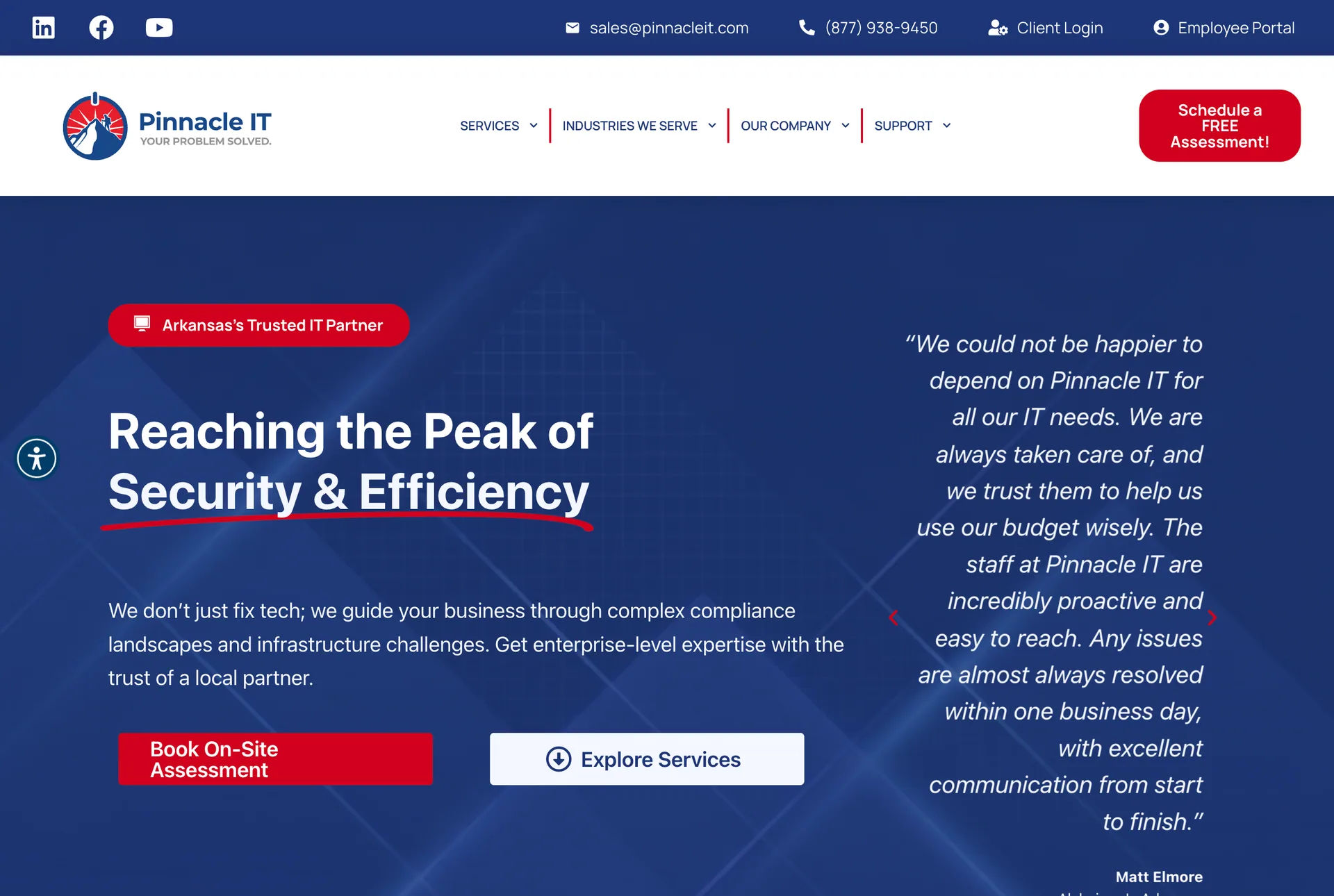 Pinnacle IT current website screenshot
